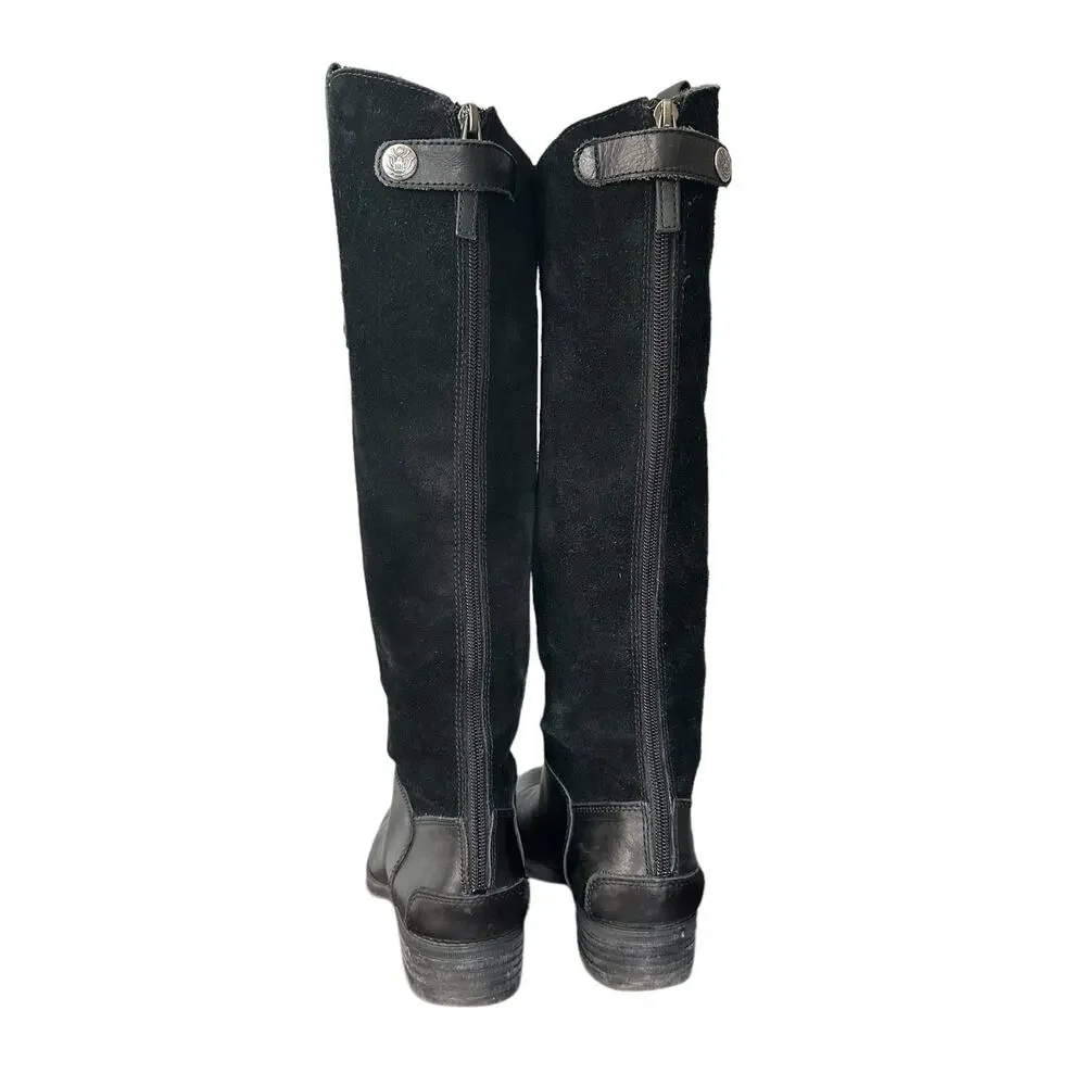 Sam Edelman Pembrooke Women's Heritage Black Suede Leather Riding Boot‎ - Sz 6.5